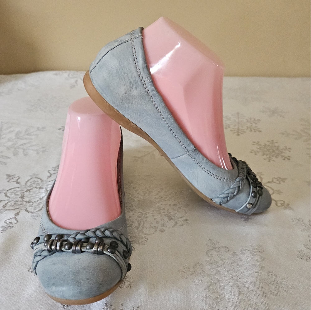 MJUS Slip On Womens Blue  Flats with Beaded Braided Detail Ballet Slipper Sz 36
